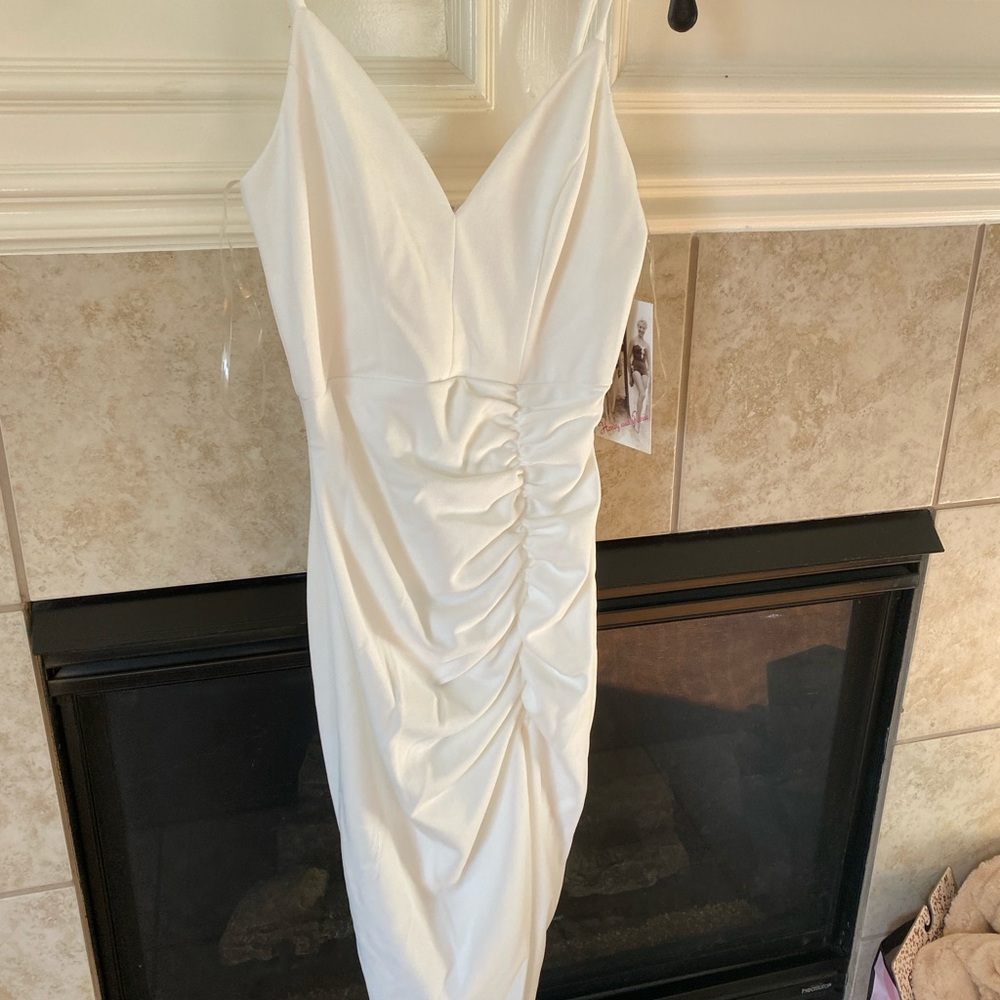 Elegant White Ruched Dress